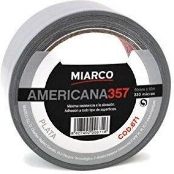 Cinta americana 357.  50 mm x 10 m. Plata