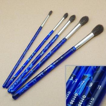 Kit de pinceles de pintura, 5 pinceles de aceite y acrílico con mango de nailon azul