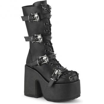 DemoniaCult Camel 115 Damen Stiefel mit Totenkopf-Schnallen