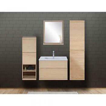 Station sanitaire chêne 80 cm avec colonnes ENIO