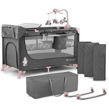 LETTINO DA CAMPEGGIO JOY CON ACCESSORI GREY PINK KINDERKRAFT