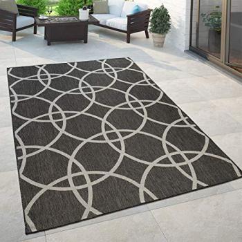 Paco Home Tapis Noir Rond – Durable pour Balcons et Terrasses (120×170 cm)