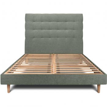 Lit Chic Vert 140x190cm avec Tête de Lit Capitonnée
