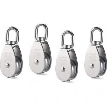 4Pcs M25 Swivel Hook Pulley Block for Wire Rope