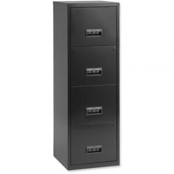 Pierre Henry Filing Cabinet Steel Lockable 4 Drawers A4 Black