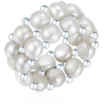 Valero Anillo Perla Plateada y Blanca