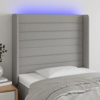 Testiera a LED Grigia Chiara 93x16x118/128 cm in Tessuto