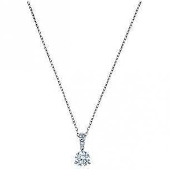 Collier Femme Solitaire Rond Plaqué Rhodium