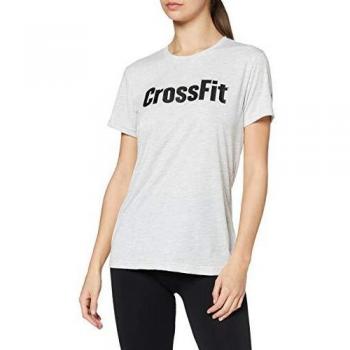 Camiseta Reebok Crossfit Rd de Manga Corta para Mujer, Gris (Light Grey Heather), S