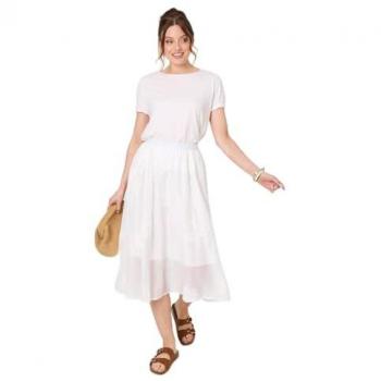 Izabel London Women's Lace A‑Line Midi Skirt – White M