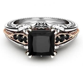Anillo de Plata de Ley 925 para Mujer con Topacio Obsidiano y Diamante
