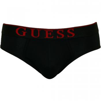 Guess Classic Logo Herren Kurzer Pullover in Schwarz/Rot XL