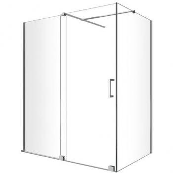 Cabine d’angle « Sleek » – sans cadre, porte frontale coulissante, verre transparent