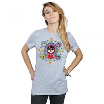 Disney Girl's Coco Remember Me Grey Cotton Boyfriend T-Shirt (Small)