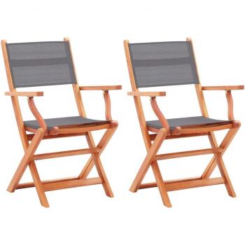 2x Eucalyptus Chaises Pliables de Jardin Siège de Jardin Chaises d'Extérieur Fauteuil de Patio Terrasse Arrière-cour 48690