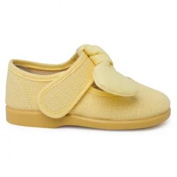 Ballerines Enfant avec Nœud et Scratch Jaunes
