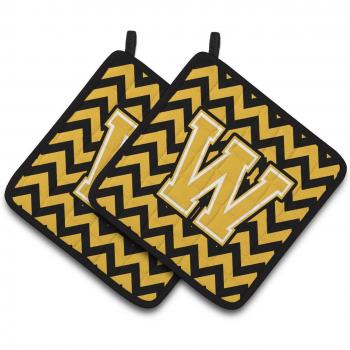 Caroline's Treasures Letter W Pot Holders Black and Gold