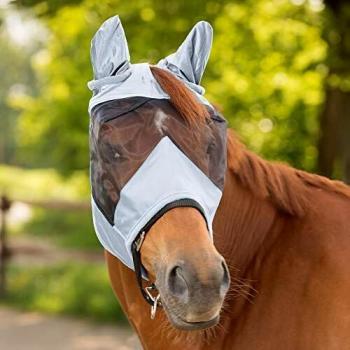 Waldhausen Elite Silver Gray Fly Mask + Ear Shield