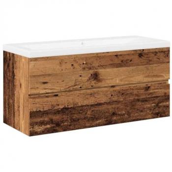 Meuble de salle de bain vieux bois avec vasque 101x39,5x49 cm