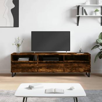 Mueble de TV 150x30x44,5 cm en Roble Contrachapado con Tono Ahumado