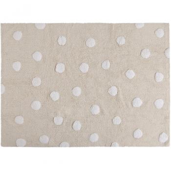 Tapis beige à pois blancs lavable 120x160 cm