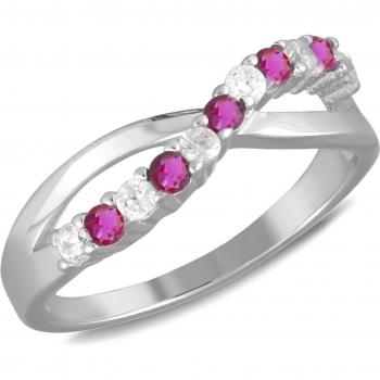 Sissi 5mm Rhodium Silver Ring with Ruby