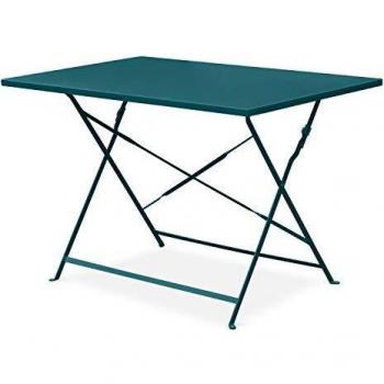 Jardin Chic Emilia – Table Rectangulaire Pliable 110×70 cm, Acier Thermolaqué