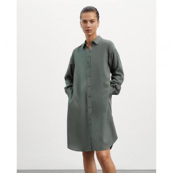 Ecoalf Mujer: Vestido Topaz Verde, Manga Larga, Estilo Casual