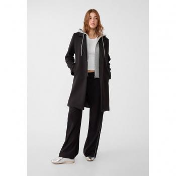 Stradivarius Black XL Soft Hood Coat