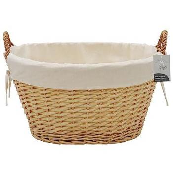 Large Hand Woven Acacia Honey Finish Oval Laundry Basket with Lining