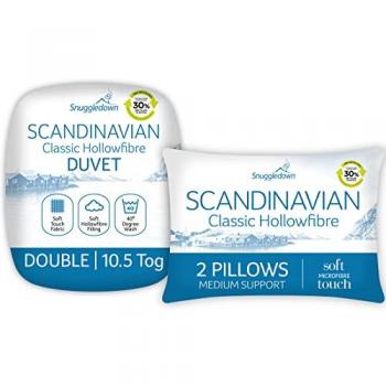 Snuggledown Scandinavian Hollowfibre 10.5 TOG All Year Round Duvet with 2 Pillows