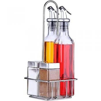 Dispenser Combo Olio-Aceto con Contenitori per Sale e Pepe