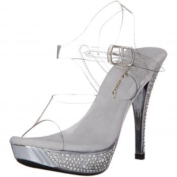 Pleaser Damen Plateau Sandalen Elegant 408, Transparent, Größe 40