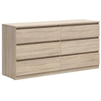 Cómoda 6 cajones estratificada beige madera clara