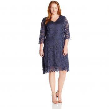 Junarose Jremma 3/4 Abk-S, Vestido para Mujer, Azul, Talla 42