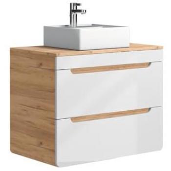 Mobile per bagno con lavabo 80 cm in stile naturale e bianco