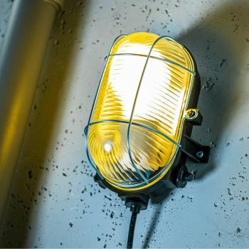 GINA Black Oval Metal Cage Bulkhead Light Fixture
