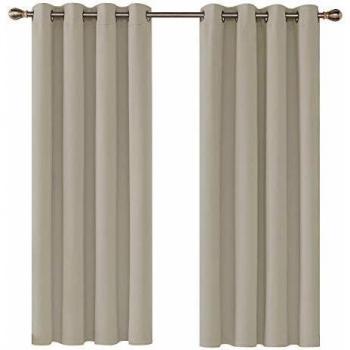Deconovo Thermo Vorhang Blickdicht 183x132cm Beige 2er Set