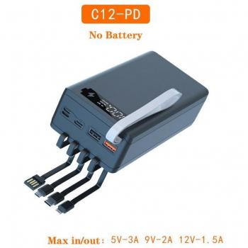 Chargeur Portable 5 W USB, 12×18650, Boîtier Sans Fil 4‑Ports