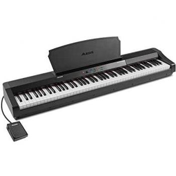 Alesis Electronic Piano 88 Keys Full Size Graded Hammer Action Keyboard 16 Types of with Pedal and Music Stand Included Recital Grand Black Built-in