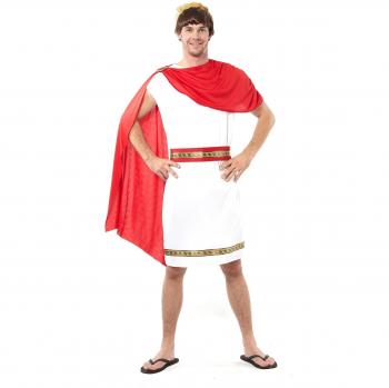 Vegaoo Cäsar Kostüm für Herren Weiss-rot-goldfarben