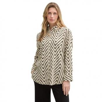 Tom Tailor Leinen-Viskose‑Mix Oversize Bluse Beige, Gr. 42