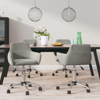 Set de 4 sillas de comedor giratorias de terciopelo gris claro