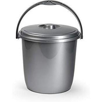 Cubo de Basura 15L Plata con Tapa