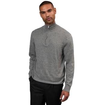 Burton Half‑Zip Cotton Sweater, Light Grey, Small