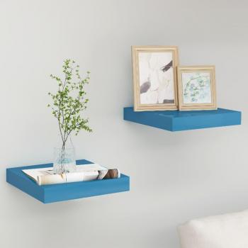 Mensole Flottanti 2 pz Blu 23x23,5x3,8 cm in MDF