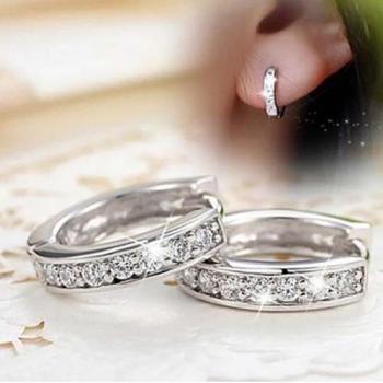 Diamantines Aros de Plata Estilo Platino