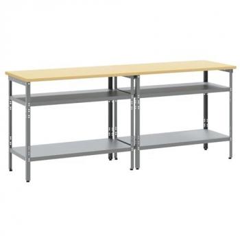 Kit de table de travail en acier gris, 2 pièces