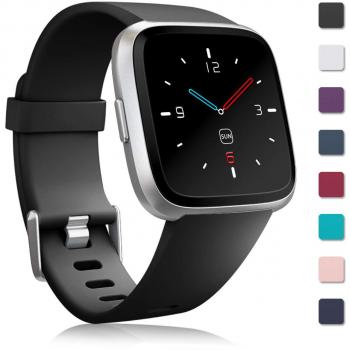 Zekapu Silicone Band for Fitbit Versa/Fitbit Versa Lite, Large Size, Color: Black
