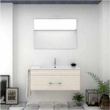 Salle de Bain Bragi Décor – Vasque + Miroir, Porte‑serviettes Cadeau – 100 cm Crème